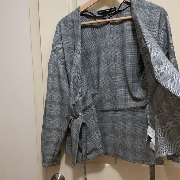 Zara checkered pattern blouse M - Picture 4 of 4